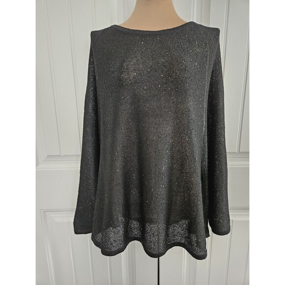 Donna Karen New York Sequined Shawl Black XS / S Poncho - Picture 1 of 7